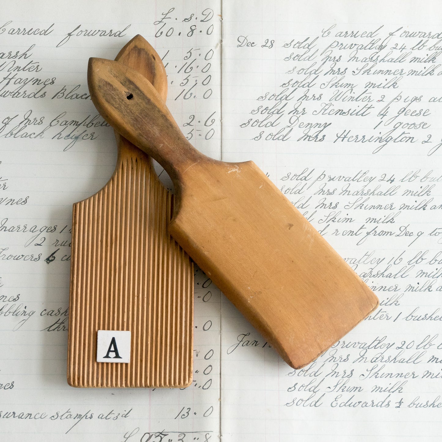 Vintage Pair of Wooden Butter Pats