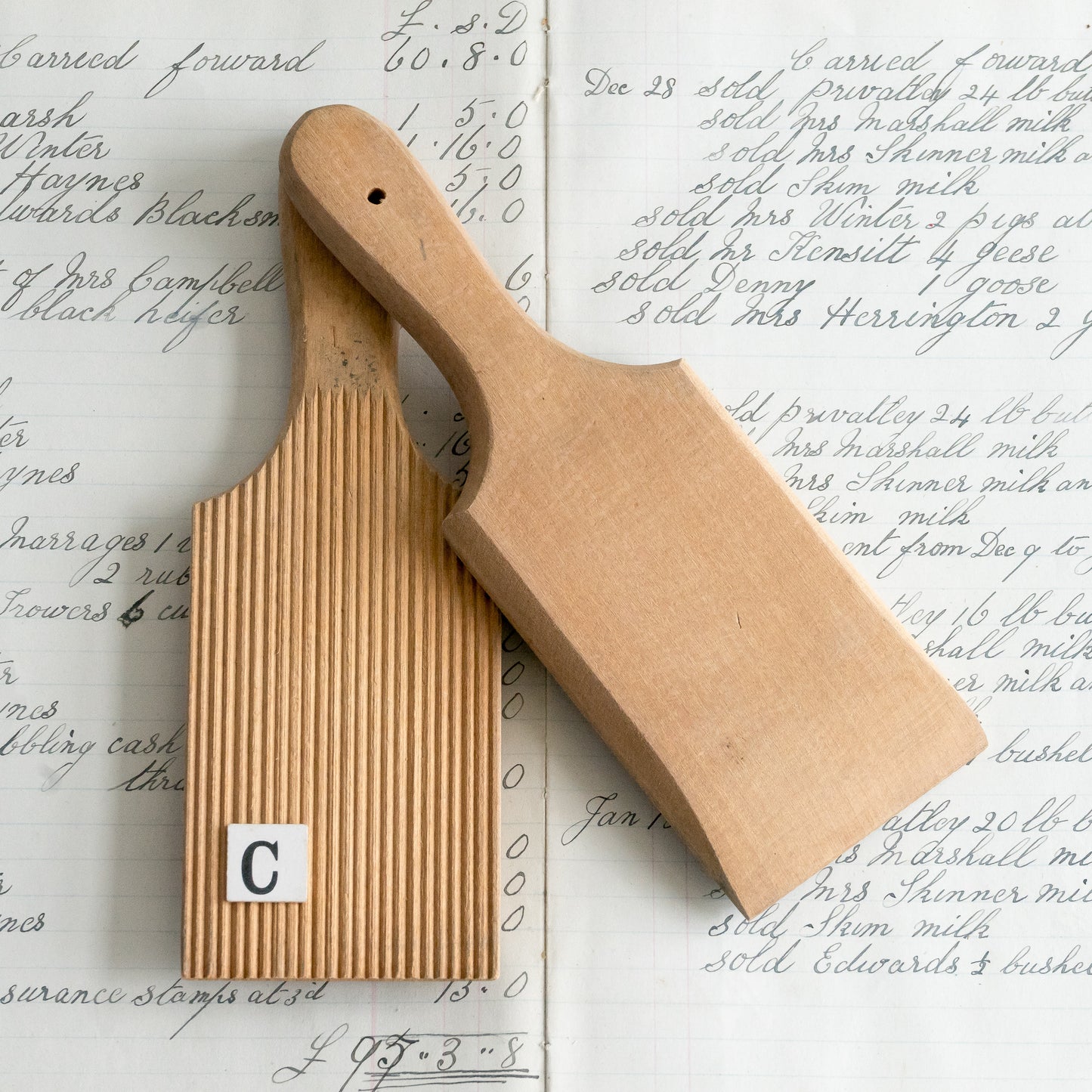 Vintage Pair of Wooden Butter Pats