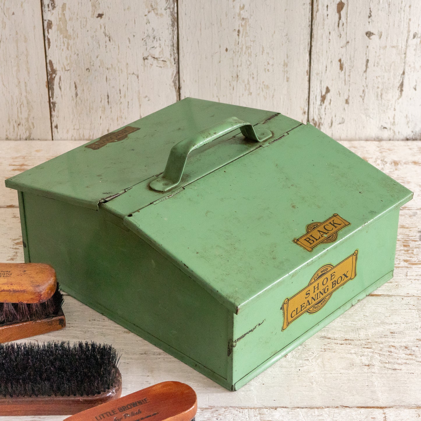 Vintage Shoe Cleaning Tin Caddy