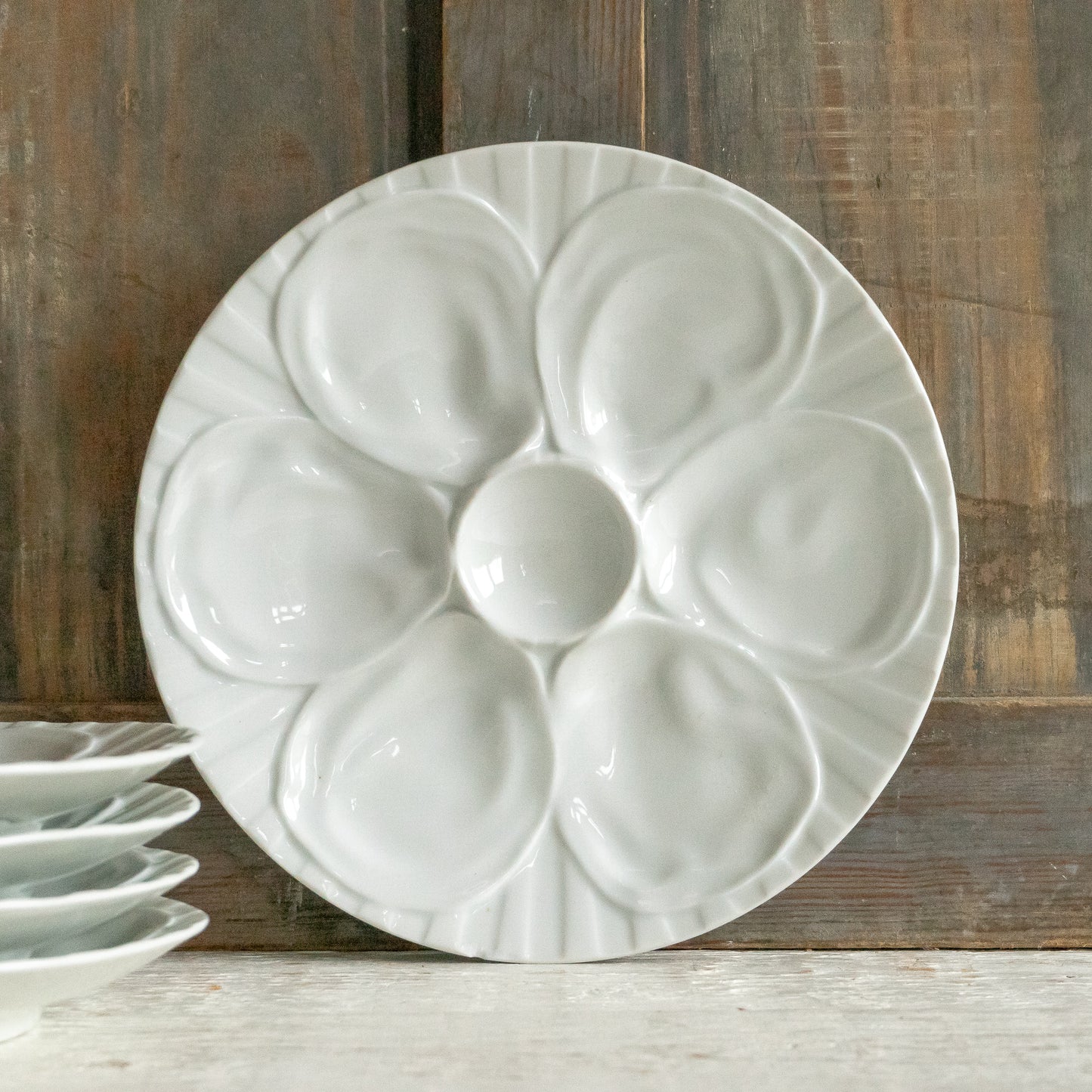 Vintage White Ironstone Oyster Plate