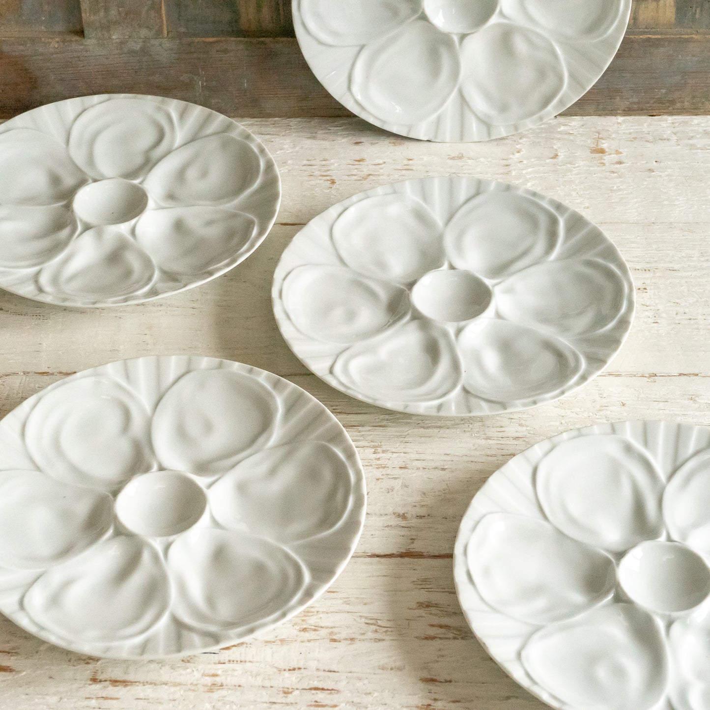 Vintage White Ironstone Oyster Plate