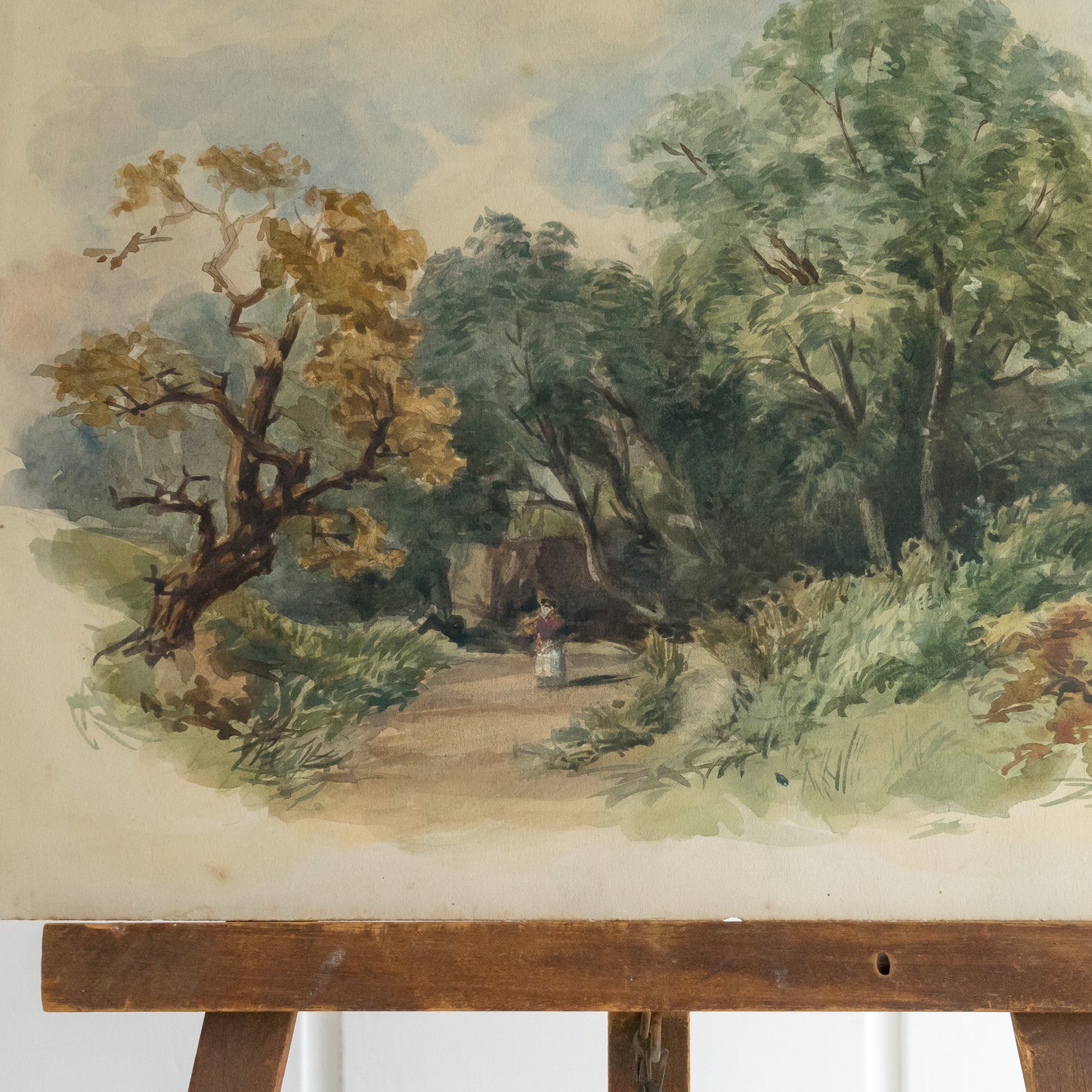 Watercolour Painting of a Lady Walking in the Woods