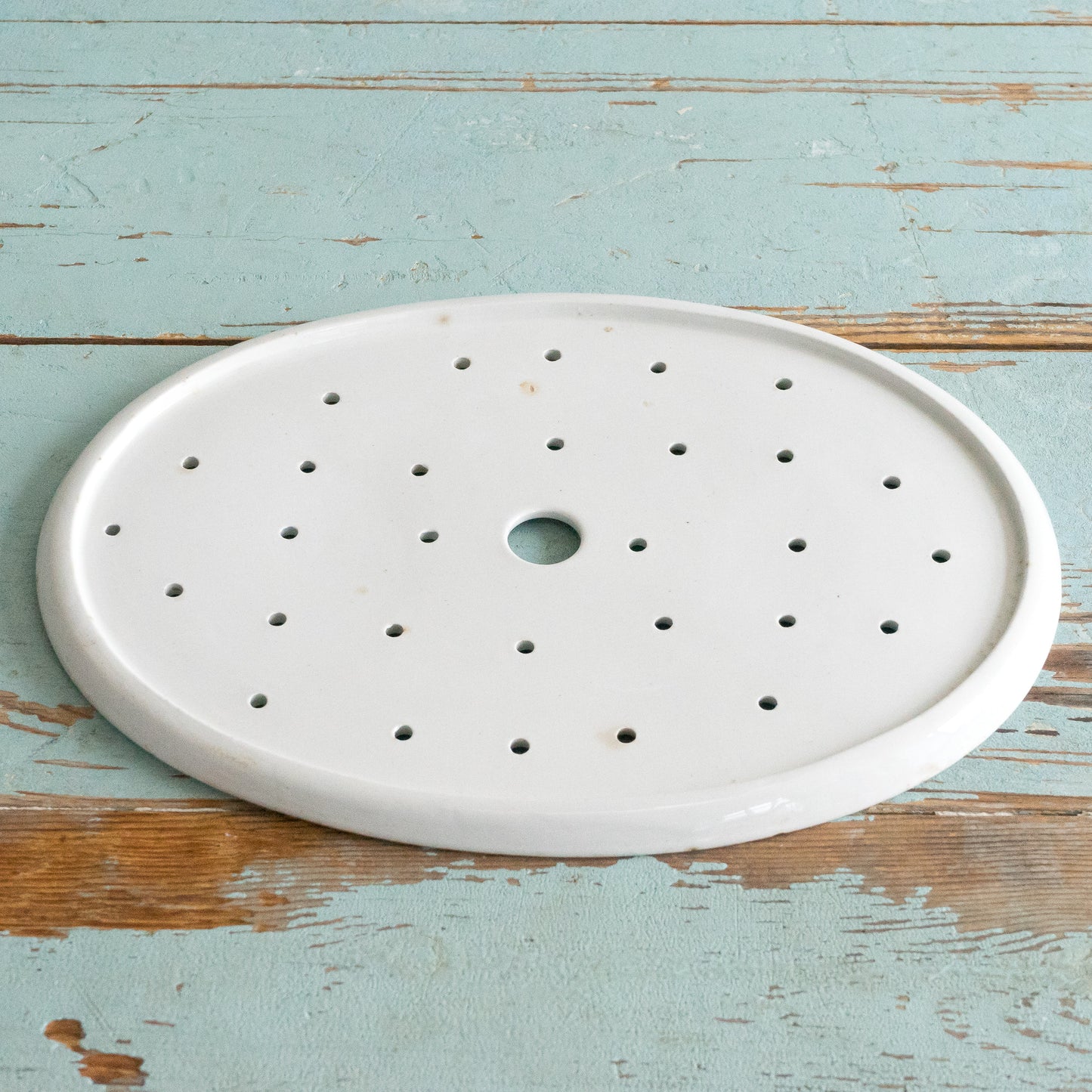 Vintage White Ironstone Drainer Plate