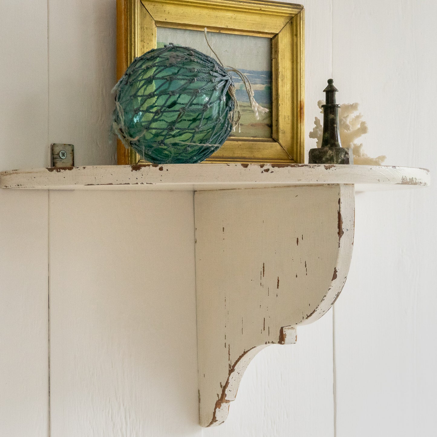 White Painted Demi Lune Wall Shelf
