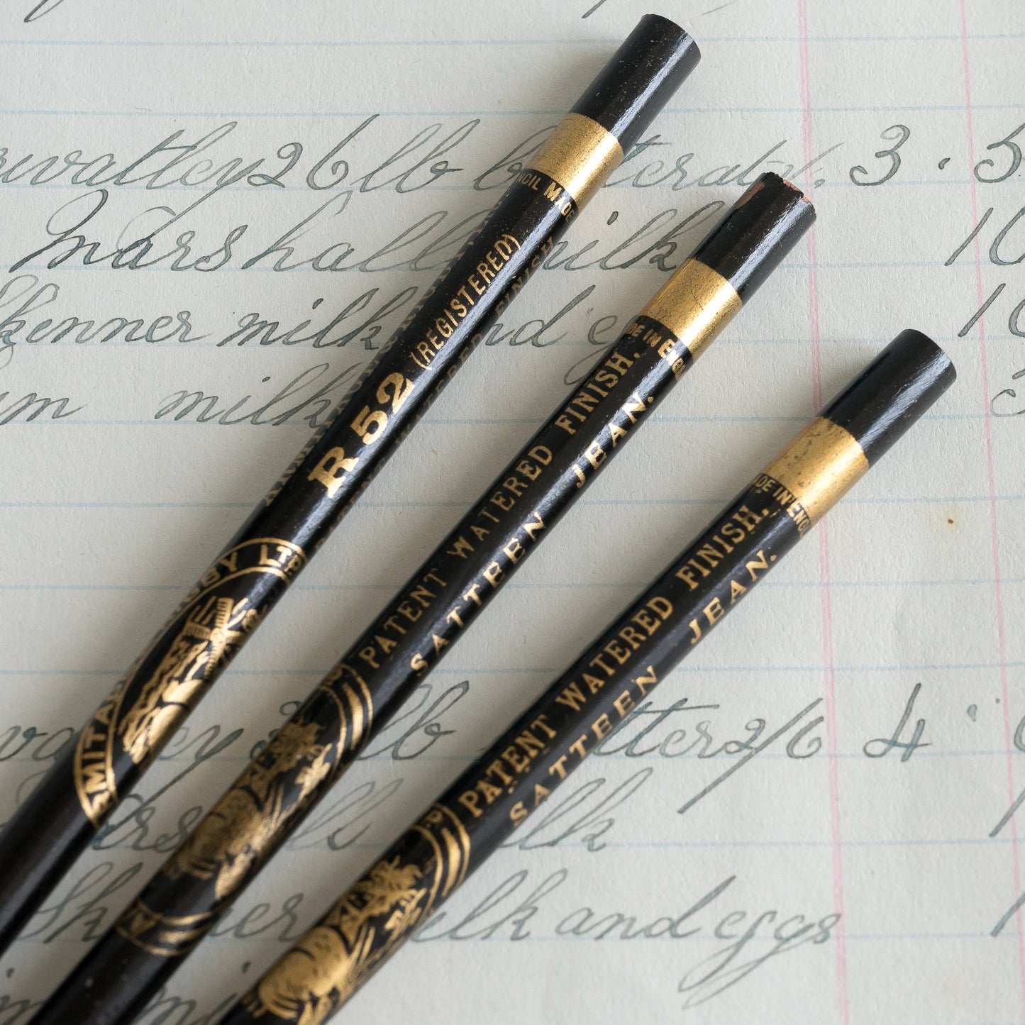 Wonderful Vintage Black and Gold Pencils