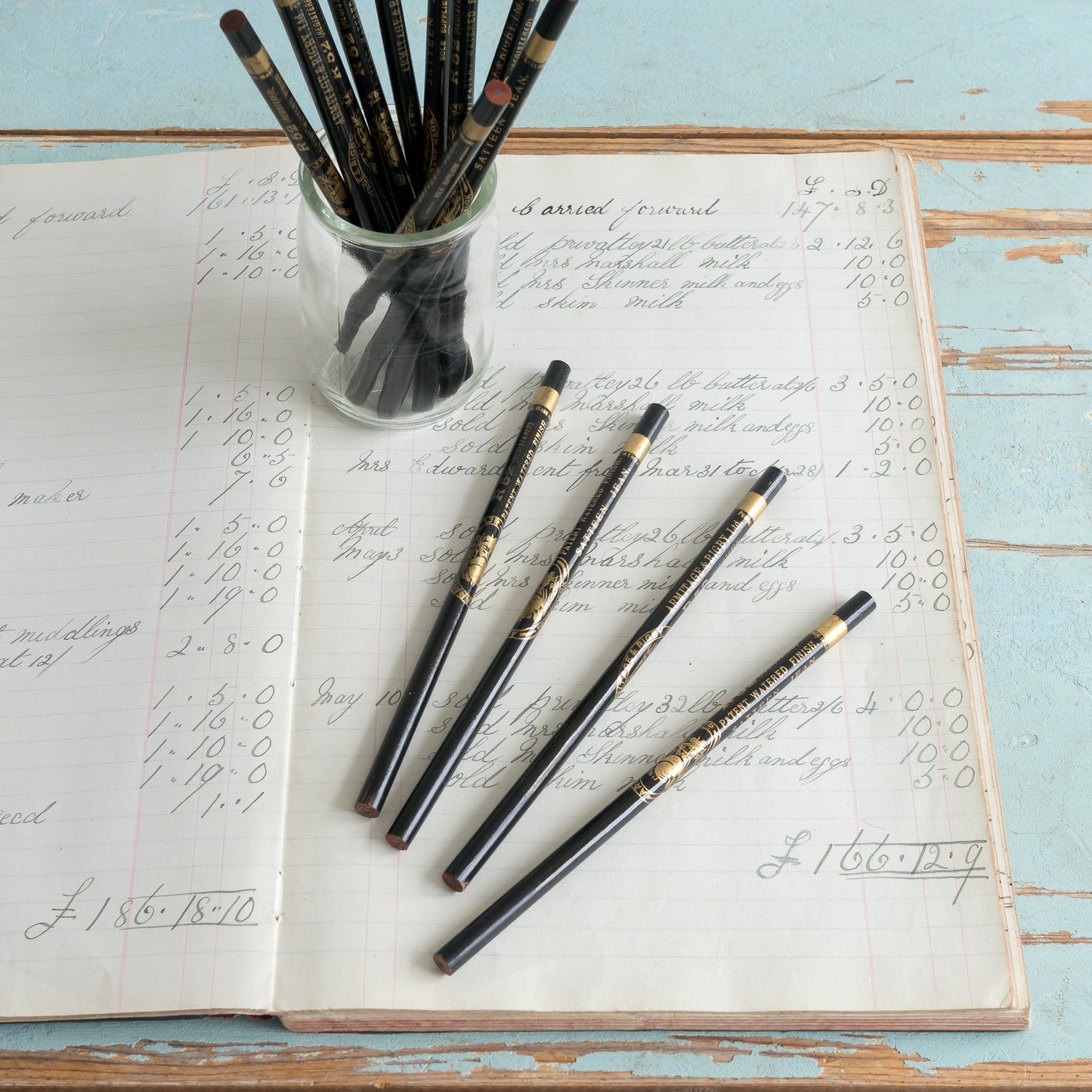 Wonderful Vintage Black and Gold Pencils