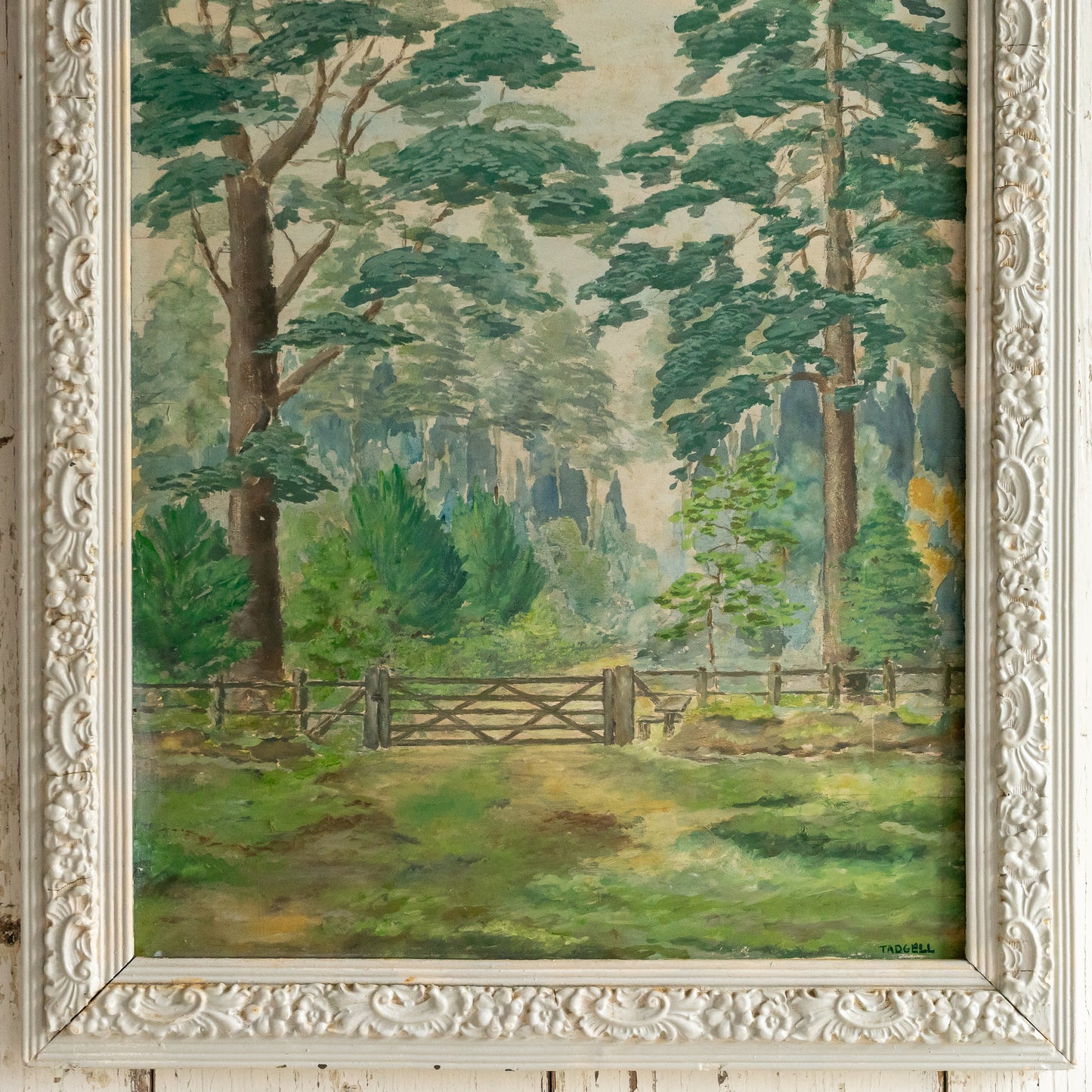 Woodland Gate Watercolour Painting in Decorative Frame