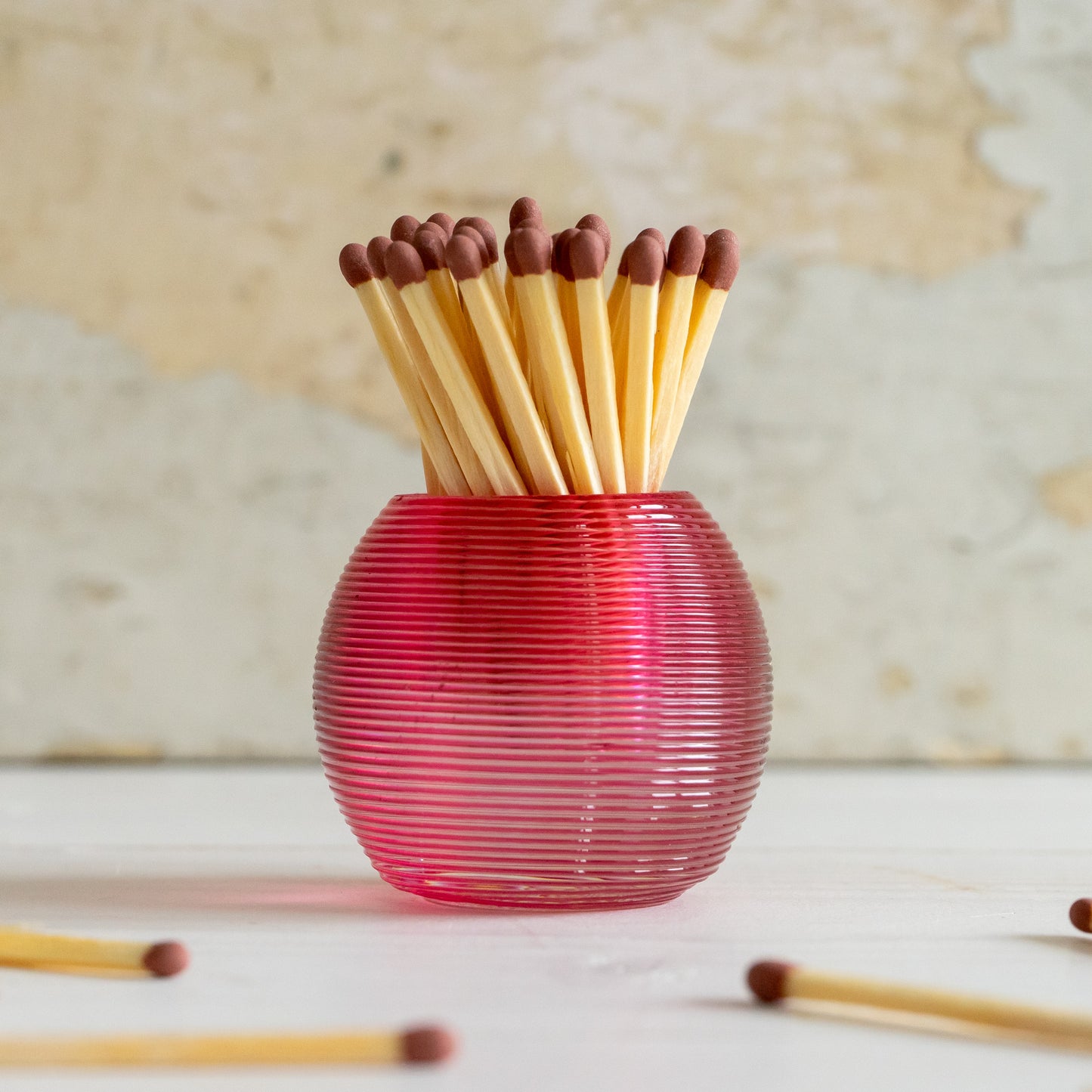Antique Pink Glass Match Striker