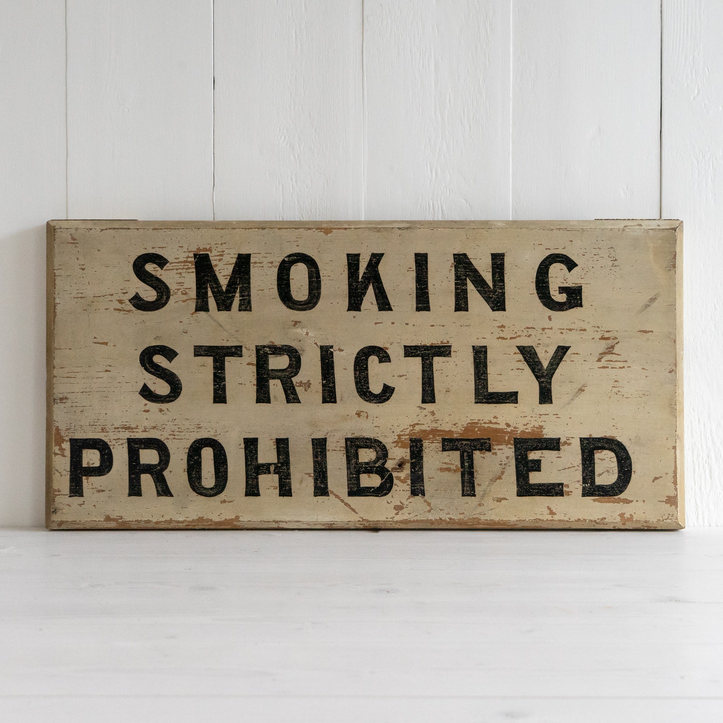 Antique Hand Painted Smoking Prohibited Wooden Sign