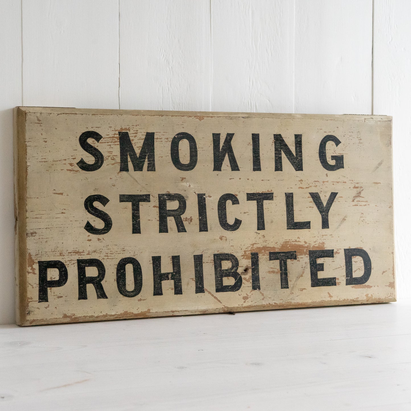 Antique Hand Painted Smoking Prohibited Wooden Sign