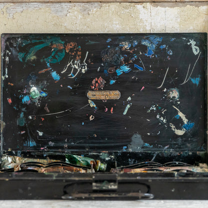Early ROBERSON & Co Tin Paint Box with Wooden Palette