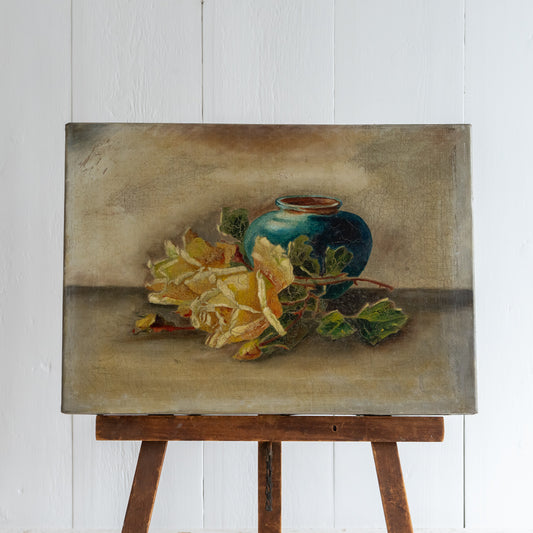 Floral Oil Painting of Yellow Roses