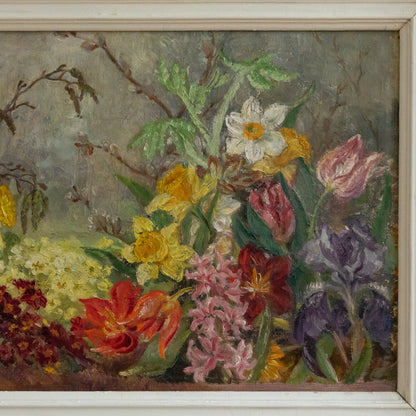 Framed Floral Oil Painting