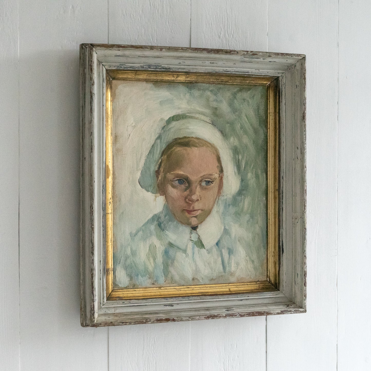 Framed Oil Painting of a Young Girl