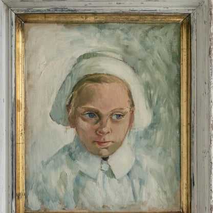 Framed Oil Painting of a Young Girl