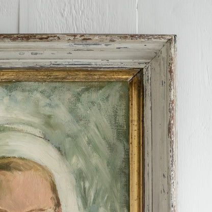 Framed Oil Painting of a Young Girl