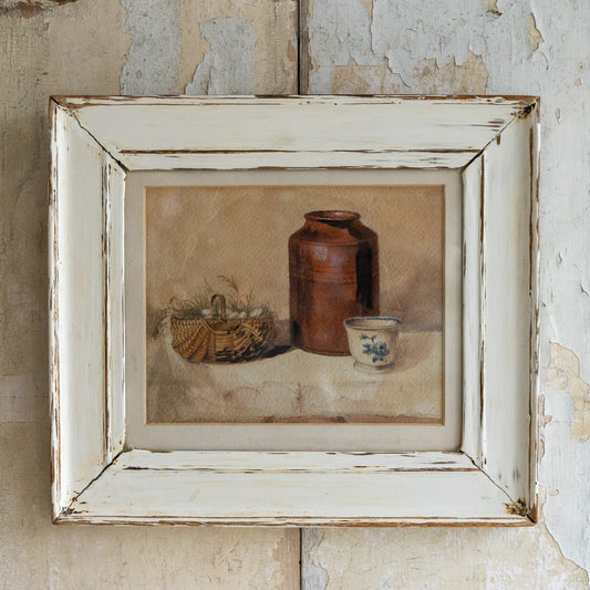 Framed Rustic Still Life Watercolour Painting