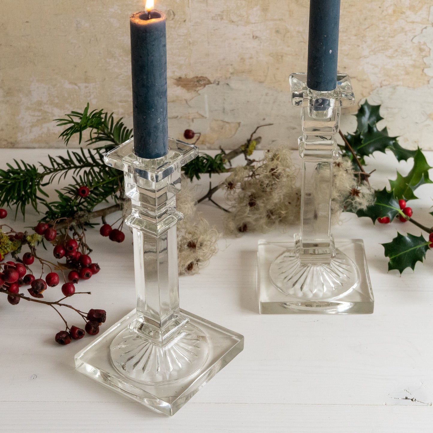 Pair of Glass Candlesticks