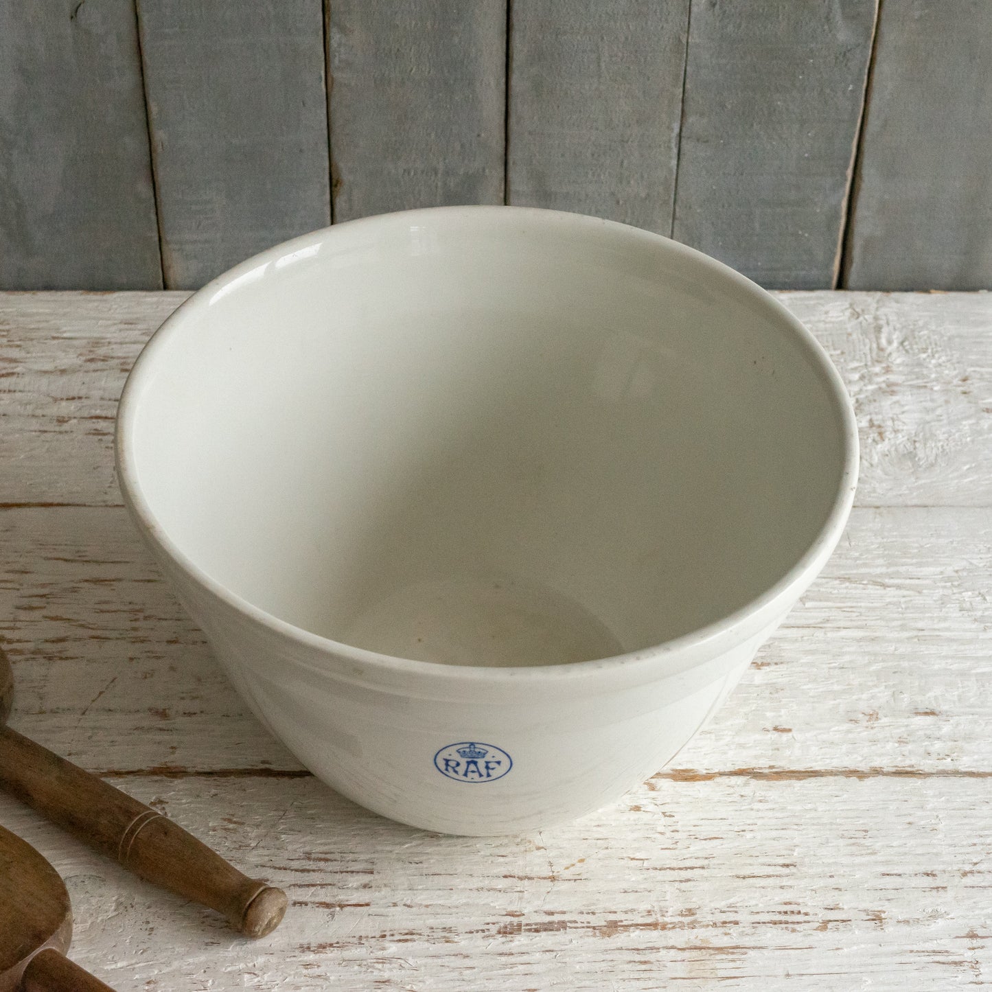 Rare vintage White Ironstone Pudding Bowl with RAF Logo
