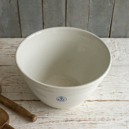 Rare vintage White Ironstone Pudding Bowl with RAF Logo