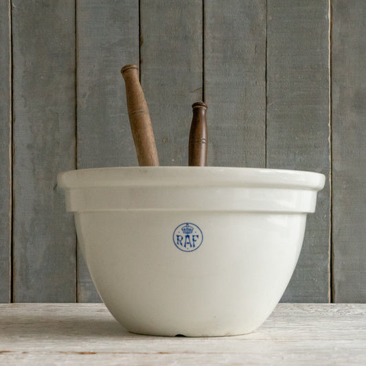 Rare vintage White Ironstone Pudding Bowl with RAF Logo