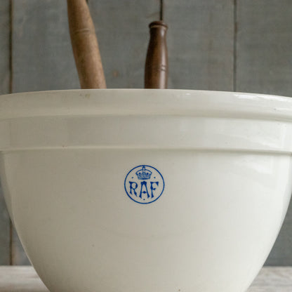 Rare vintage White Ironstone Pudding Bowl with RAF Logo
