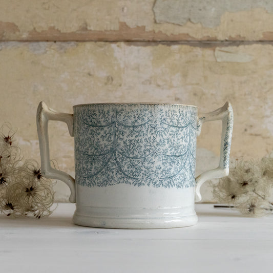 Seaweed Transferware Double Handle Mug