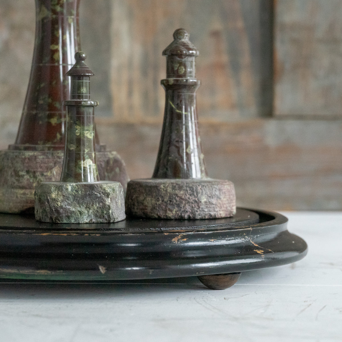 Small Ebonised Wooden Dome Base