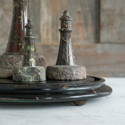 Small Ebonised Wooden Dome Base
