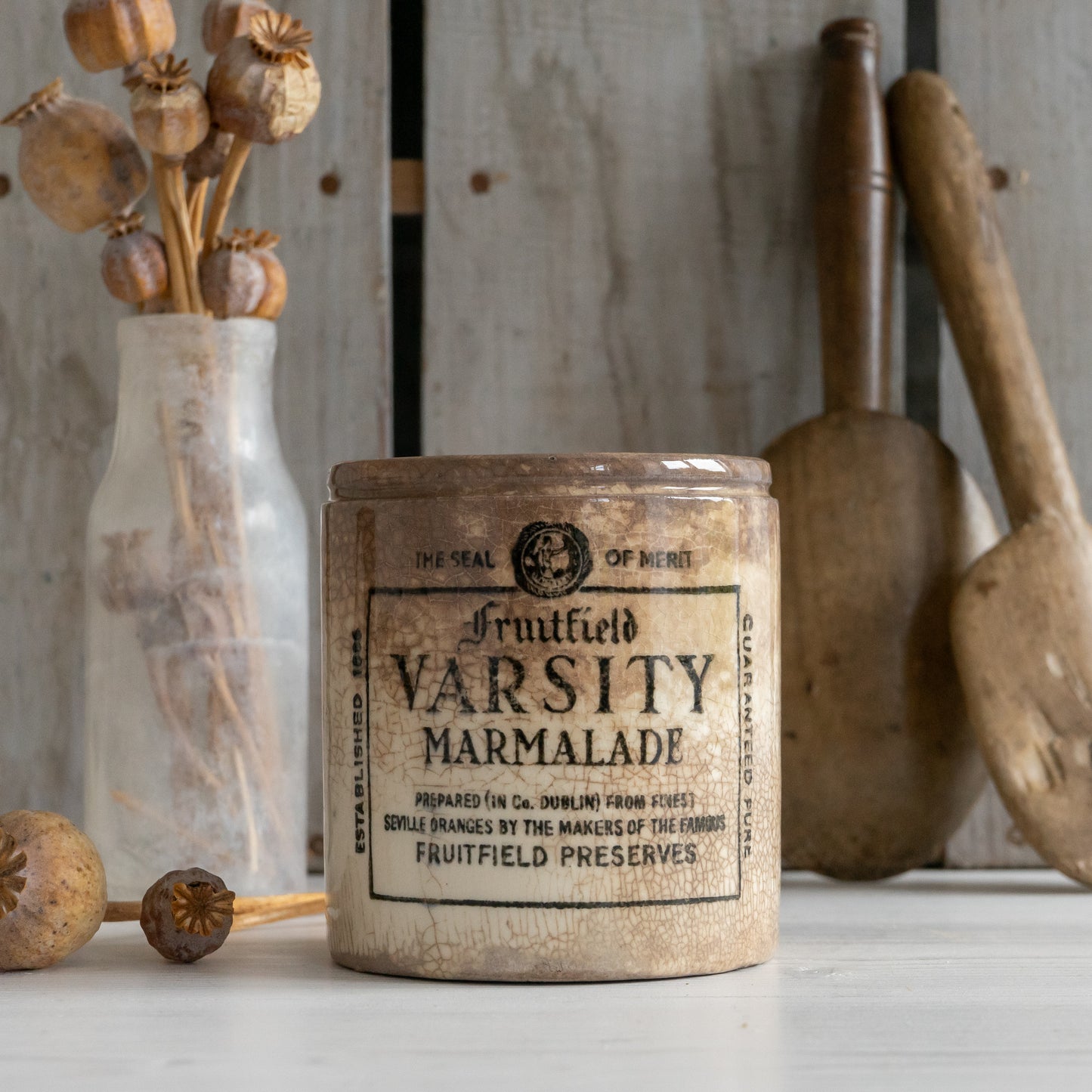 Vintage Ironstone Fruitfield Varsity Marmalade jar