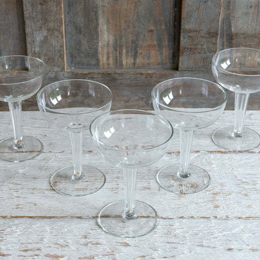 Antique French Hollow Stem Champagne Glasses