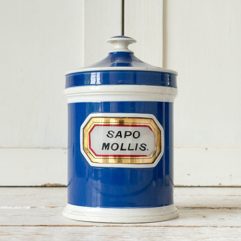 ANTIQUE BLUE CERAMIC APOTHECARY JARS