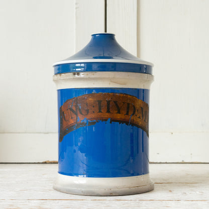Antique Blue Ceramic Apothecary Jars
