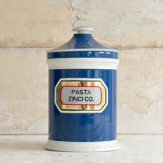 Antique Blue Ceramic Apothecary Jar