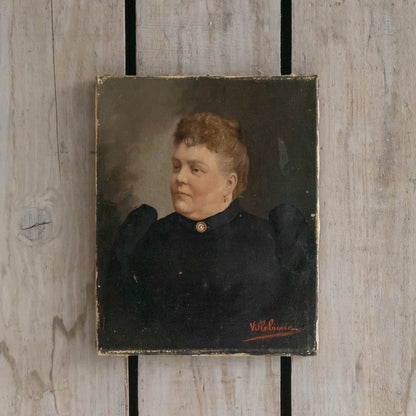 Antique French Portrait Oil Painting of a Lady