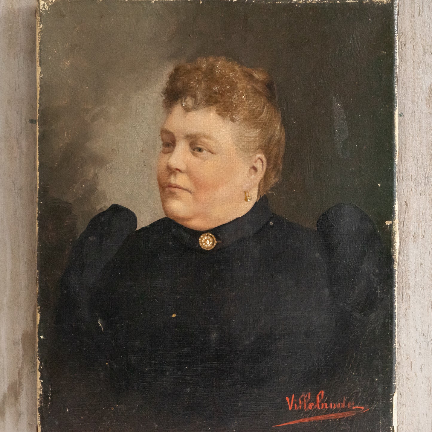 Antique French Portrait Oil Painting of a Lady