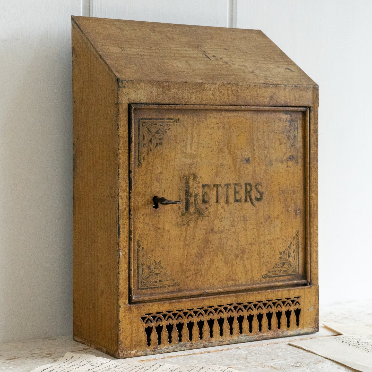 Antique Toleware Letter Box