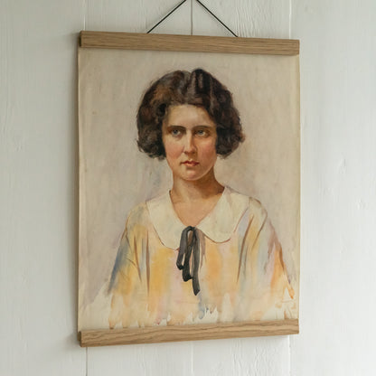 Antique Watercolour Painting of a Young Woman