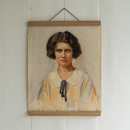 Antique Watercolour Painting of a Young Woman