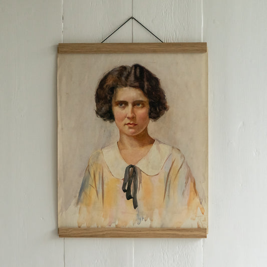 Antique Watercolour Painting of a Young Woman
