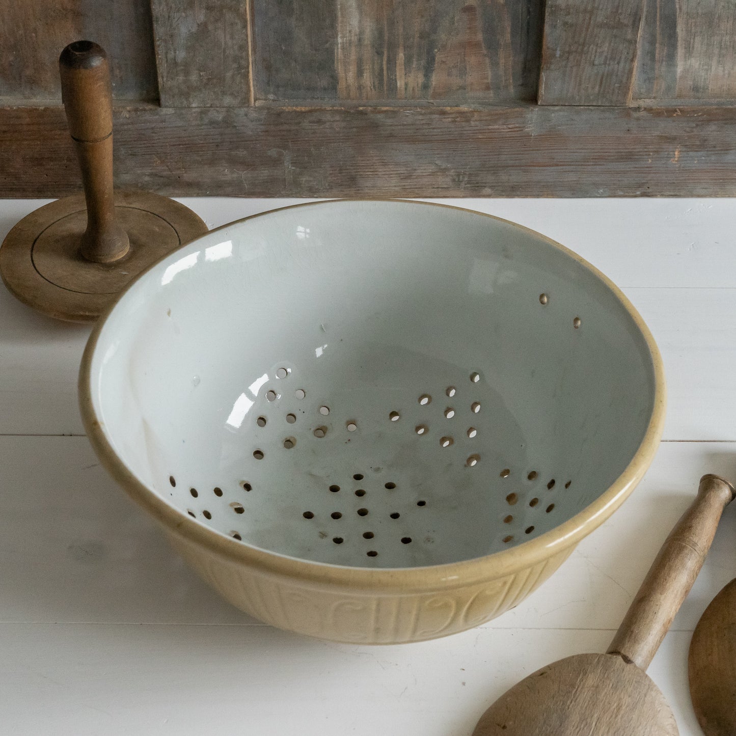 Antique Yellow Ware Colander
