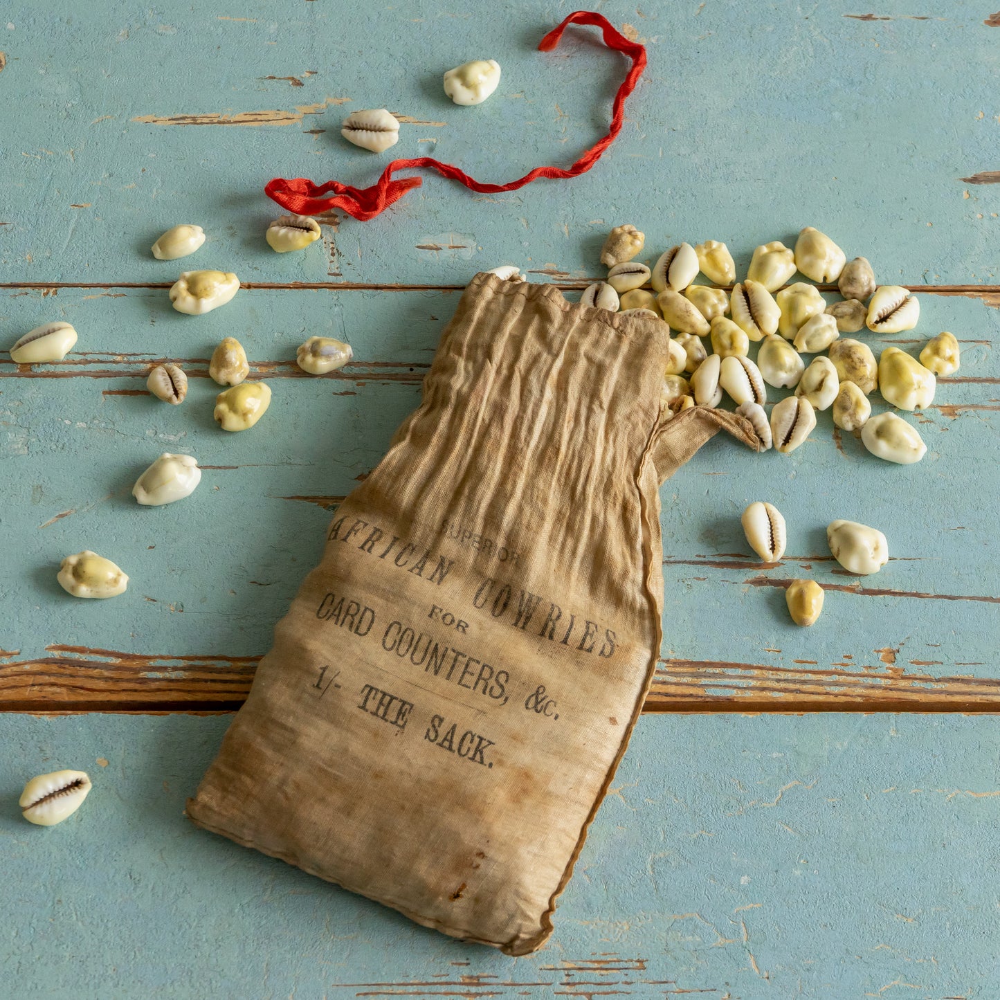 Antique African Cowries Shells in Original Linen Sack