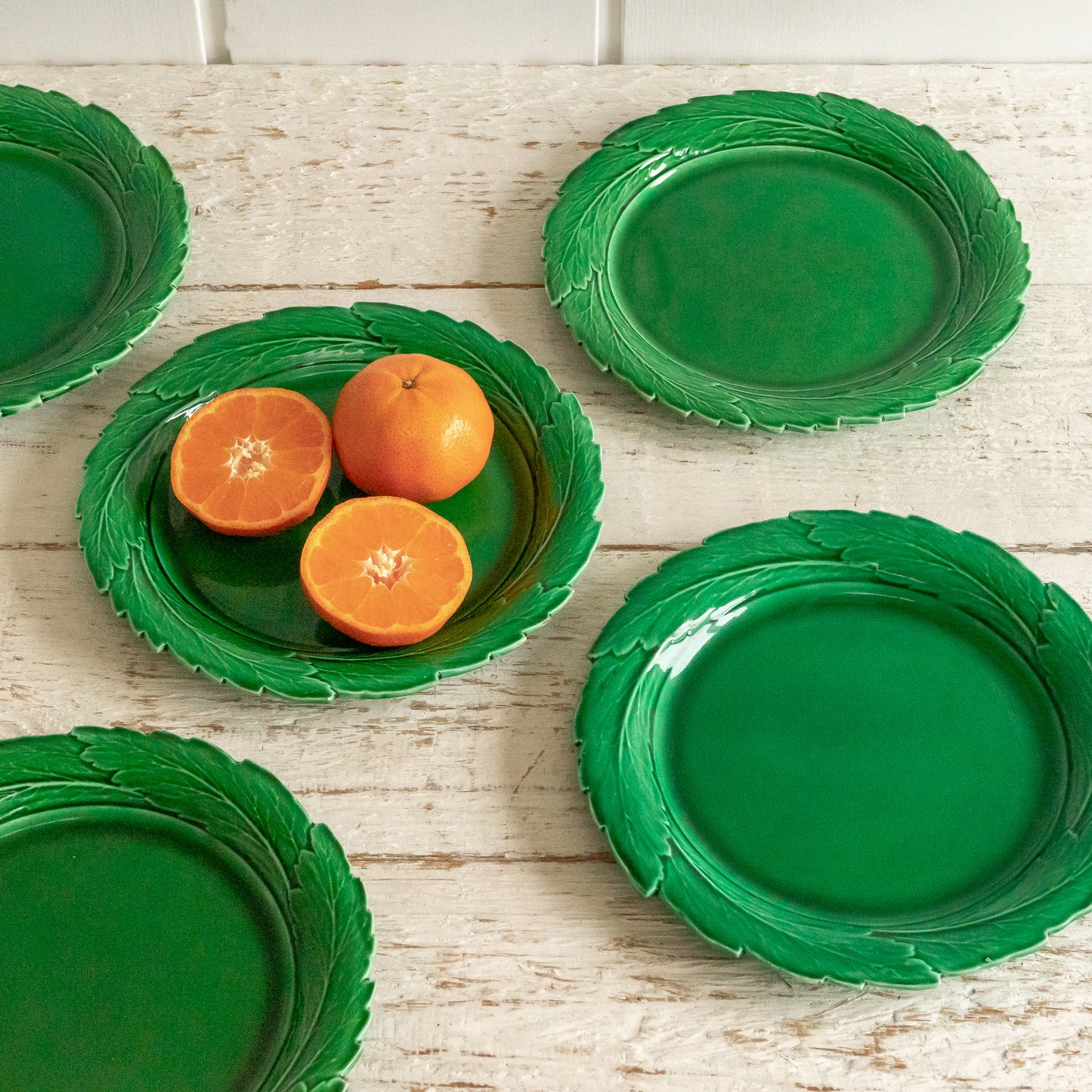 Bright Green Spode Majolica Leaf Plate