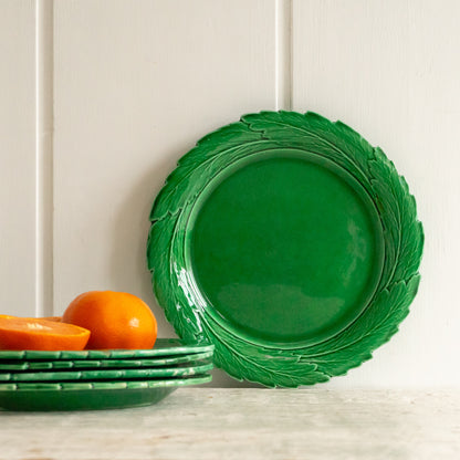 Bright Green Spode Majolica Leaf Plate