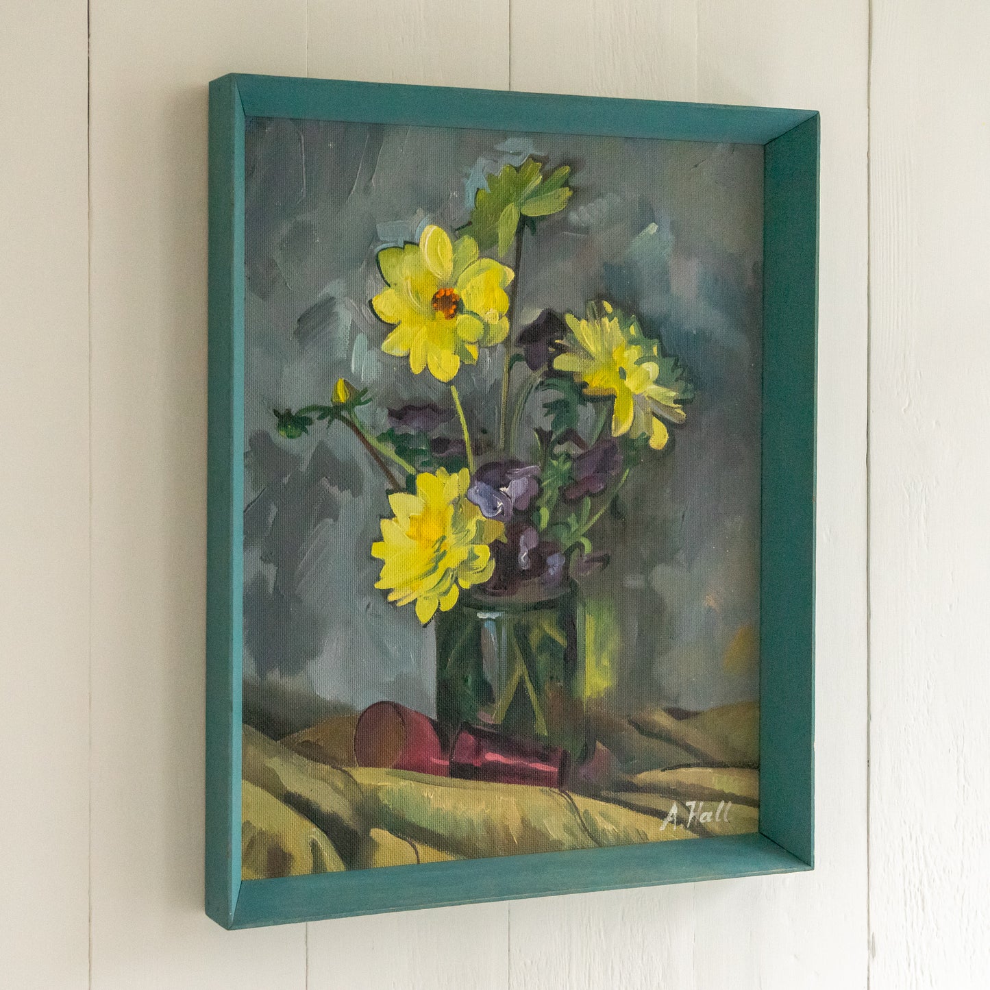 Bright Yellow Dahlia Oil Painting