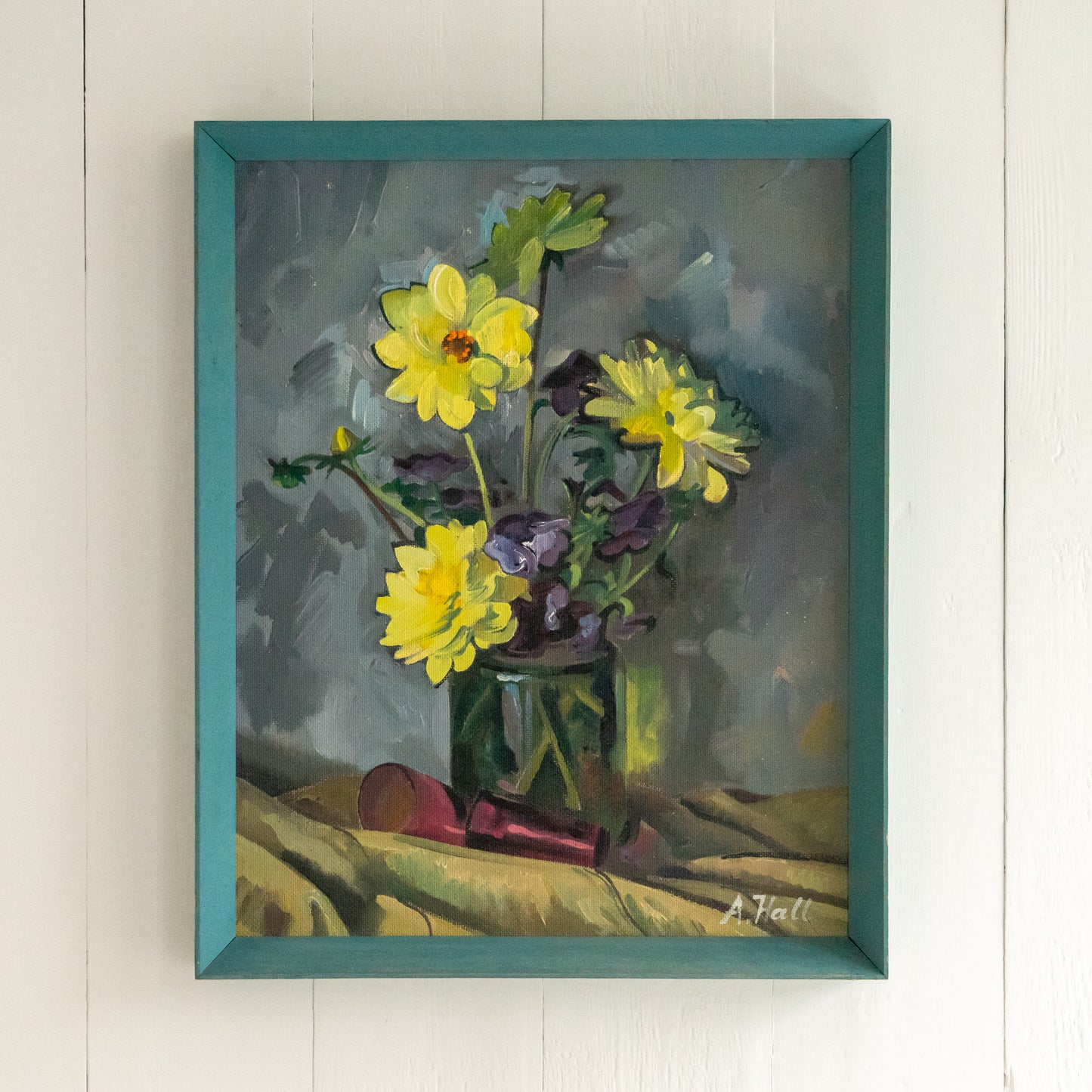 Bright Yellow Dahlia Oil Painting