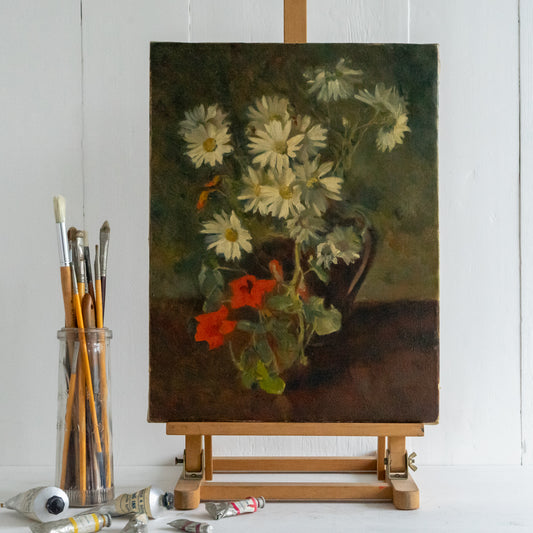 Daisy and Nasturtium Oil Painting