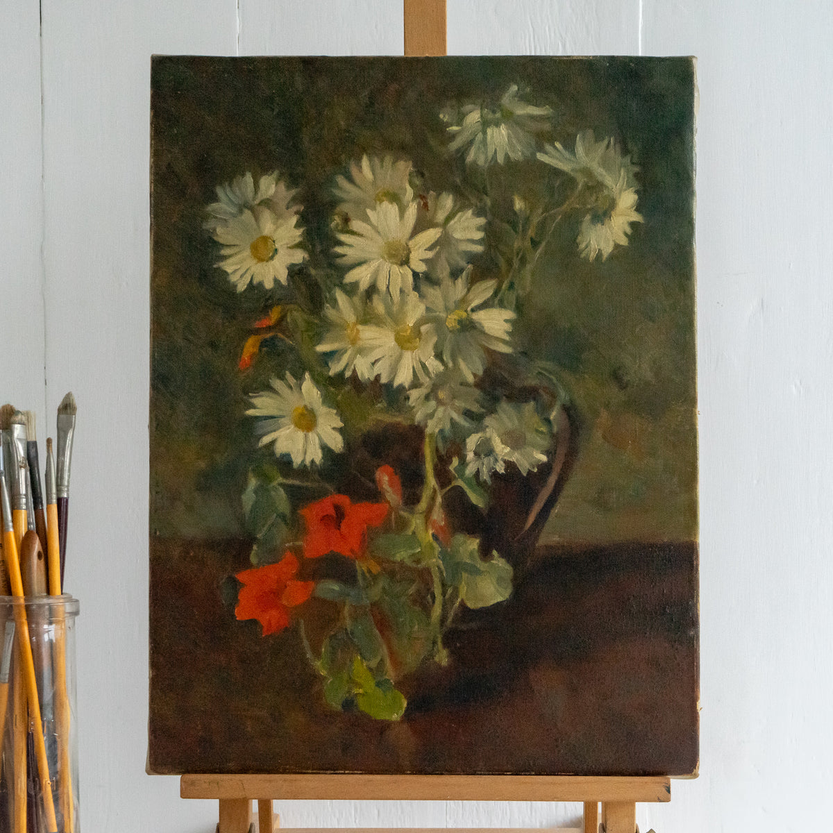 Daisy and Nasturtium Oil Painting