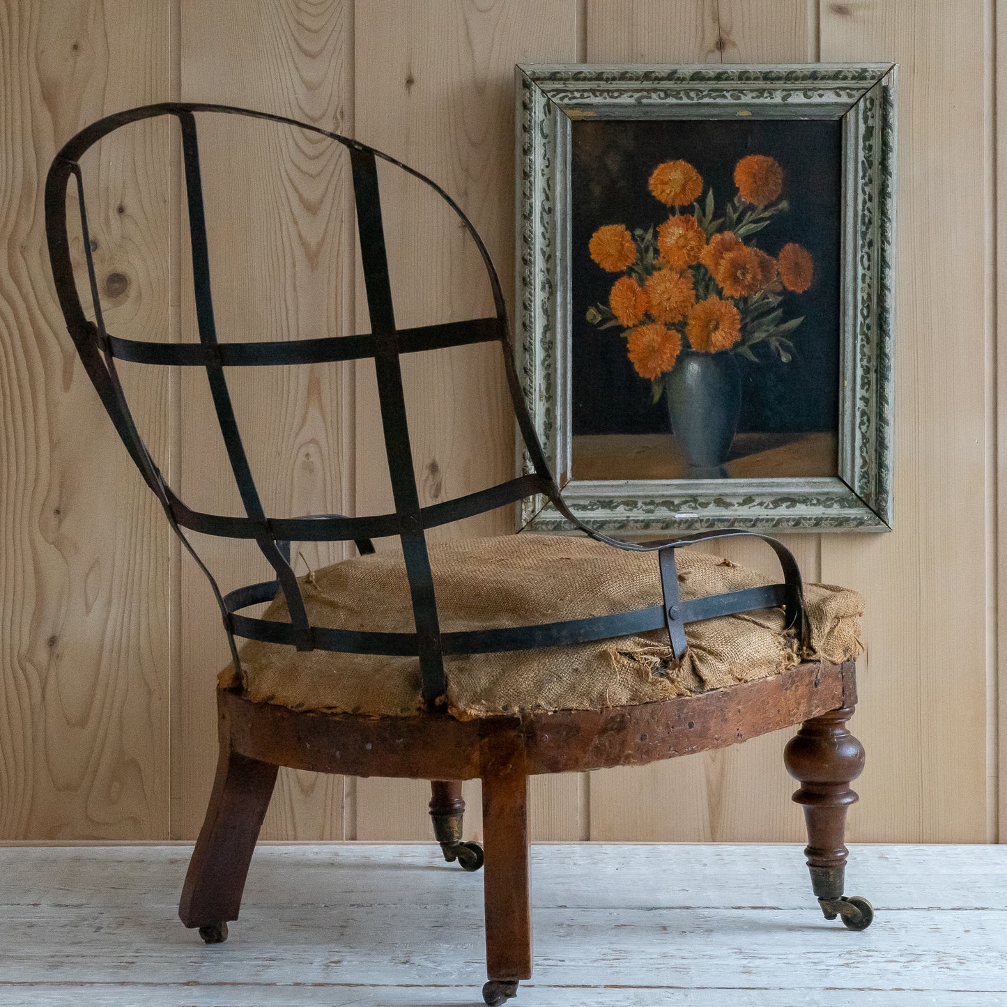 Deconstructed French Iron Back Armchair