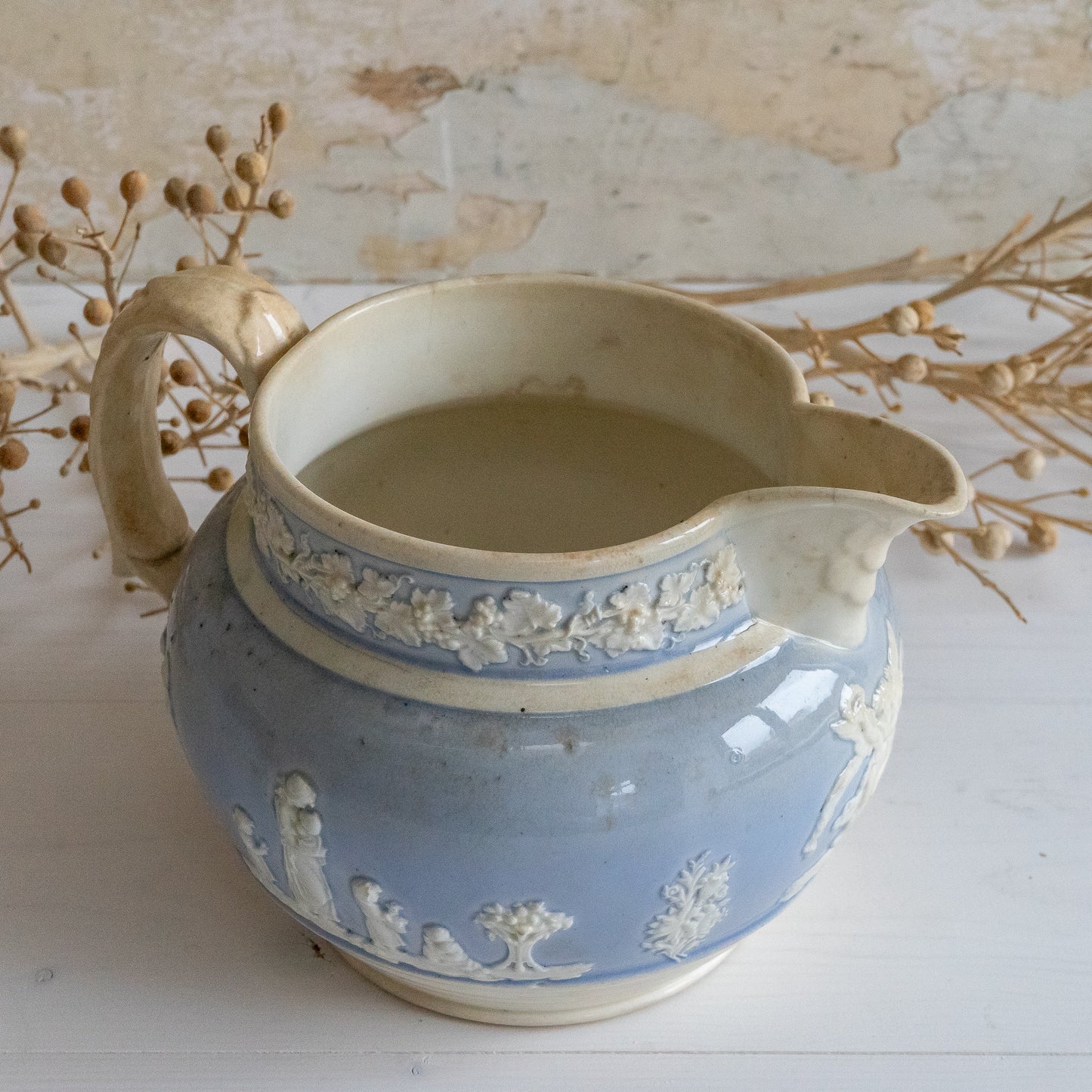 Decorative Blue and White Jug